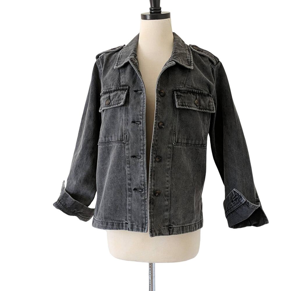 Dear John‎ Oversize Vintage Gray Washed Charcoal Trucker Jean Shirt Jacket XS